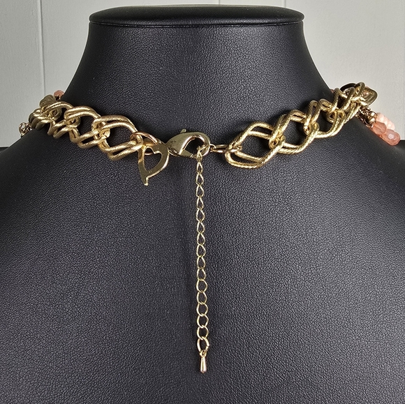 Chunky Multistrand Pink Gold-tone Adjustable Necklace - Picture 3 of 3